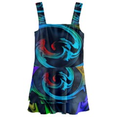 Rainbow Fractal Clouds Stars Kids  Layered Skirt Swimsuit by HermanTelo