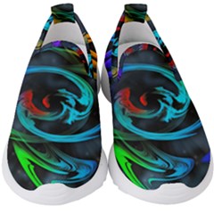 Rainbow Fractal Clouds Stars Kids  Slip On Sneakers