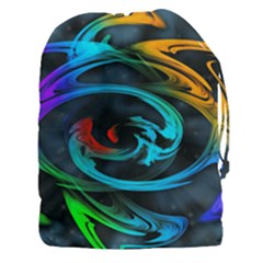 Rainbow Fractal Clouds Stars Drawstring Pouch (xxxl) by HermanTelo