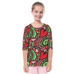 Seamless Heart Love Valentine Kids  Quarter Sleeve Raglan Tee