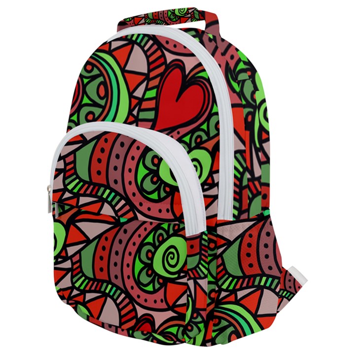 Seamless Heart Love Valentine Rounded Multi Pocket Backpack