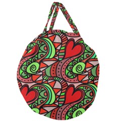 Seamless Heart Love Valentine Giant Round Zipper Tote