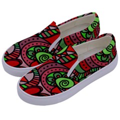 Seamless Heart Love Valentine Kids  Canvas Slip Ons