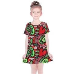 Seamless Heart Love Valentine Kids  Simple Cotton Dress