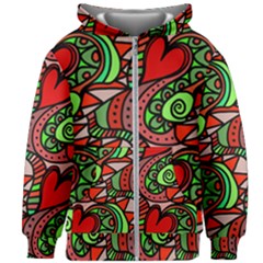 Seamless Heart Love Valentine Kids  Zipper Hoodie Without Drawstring