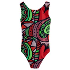 Seamless Heart Love Valentine Kids  Cut-out Back One Piece Swimsuit by HermanTelo