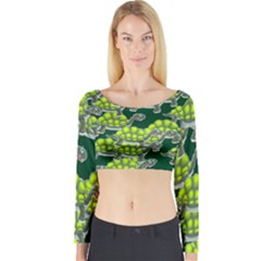 Seamless Turtle Green Long Sleeve Crop Top