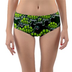 Seamless Turtle Green Reversible Mid-waist Bikini Bottoms