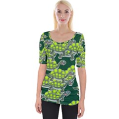 Seamless Turtle Green Wide Neckline Tee