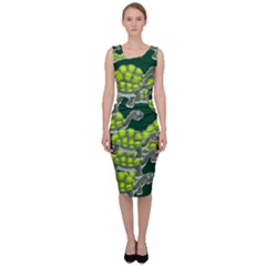 Seamless Turtle Green Sleeveless Pencil Dress