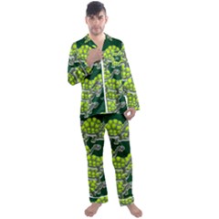 Seamless Turtle Green Men s Satin Pajamas Long Pants Set