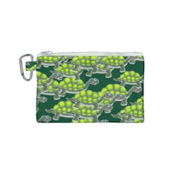 Seamless Turtle Green Canvas Cosmetic Bag (small) by HermanTelo