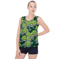 Seamless Turtle Green Bubble Hem Chiffon Tank Top