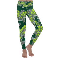 Seamless Turtle Green Kids  Lightweight Velour Classic Yoga Leggings by HermanTelo