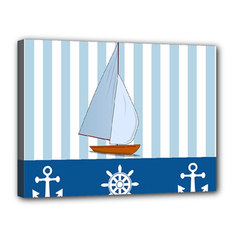 Yacht Boat Nautical Ship Canvas 16  X 12  (stretched)