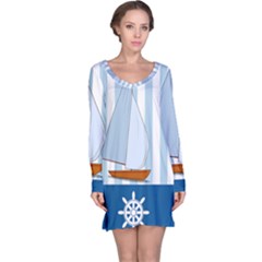 Yacht Boat Nautical Ship Long Sleeve Nightdress