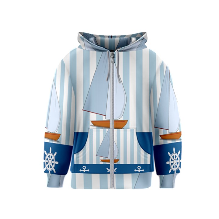 Yacht Boat Nautical Ship Kids  Zipper Hoodie