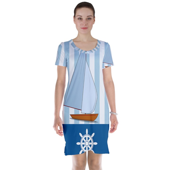 Yacht Boat Nautical Ship Short Sleeve Nightdress