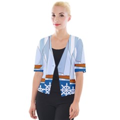 Yacht Boat Nautical Ship Cropped Button Cardigan by HermanTelo