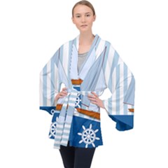 Yacht Boat Nautical Ship Velvet Kimono Robe