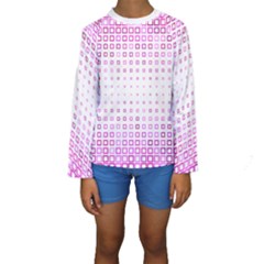 Square Pink Pattern Decoration Kids  Long Sleeve Swimwear