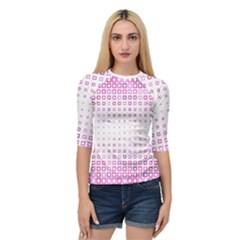 Square Pink Pattern Decoration Quarter Sleeve Raglan Tee