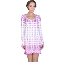 Square Pink Pattern Decoration Long Sleeve Nightdress