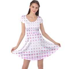 Square Pink Pattern Decoration Cap Sleeve Dress