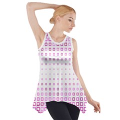 Square Pink Pattern Decoration Side Drop Tank Tunic