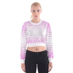 Square Pink Pattern Decoration Cropped Sweatshirt