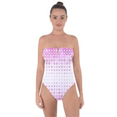 Square Pink Pattern Decoration Tie Back One Piece Swimsuit