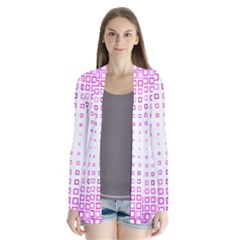 Square Pink Pattern Decoration Drape Collar Cardigan