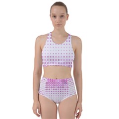 Square Pink Pattern Decoration Racer Back Bikini Set