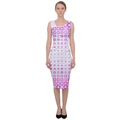 Square Pink Pattern Decoration Sleeveless Pencil Dress