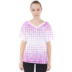 Square Pink Pattern Decoration V-neck Dolman Drape Top