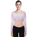 Square Pink Pattern Decoration Velvet Long Sleeve Crop Top View1