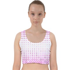 Square Pink Pattern Decoration Velvet Racer Back Crop Top