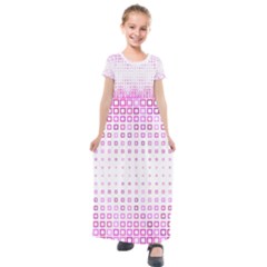 Square Pink Pattern Decoration Kids  Short Sleeve Maxi Dress by HermanTelo