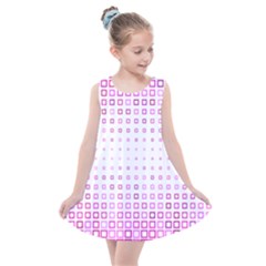 Square Pink Pattern Decoration Kids  Summer Dress