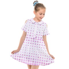 Square Pink Pattern Decoration Kids  Short Sleeve Shirt Dress by HermanTelo