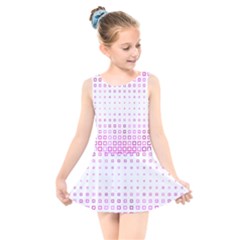 Square Pink Pattern Decoration Kids  Skater Dress Swimsuit