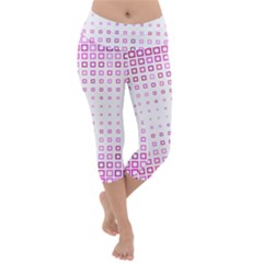 Square Pink Pattern Decoration Lightweight Velour Capri Yoga Leggings