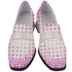 Square Pink Pattern Decoration Women s Chunky Heel Loafers