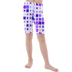 Square Purple Angular Sizes Kids  Mid Length Swim Shorts by HermanTelo