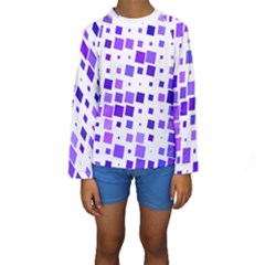 Square Purple Angular Sizes Kids  Long Sleeve Swimwear by HermanTelo