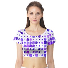 Square Purple Angular Sizes Short Sleeve Crop Top