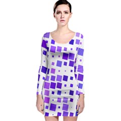 Square Purple Angular Sizes Long Sleeve Bodycon Dress