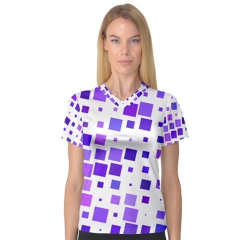 Square Purple Angular Sizes V-neck Sport Mesh Tee by HermanTelo