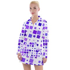 Square Purple Angular Sizes Women s Long Sleeve Casual Dress