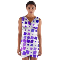 Square Purple Angular Sizes Wrap Front Bodycon Dress